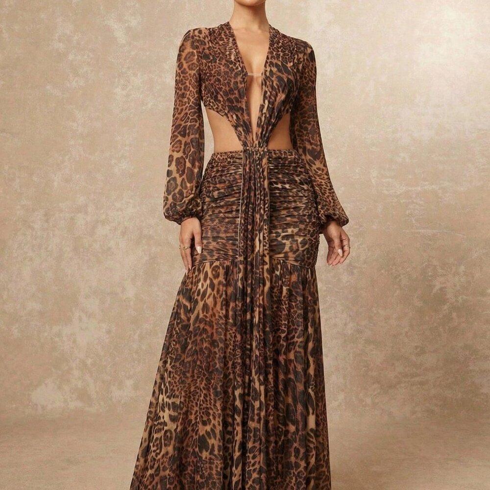 Multicolor Sexy Women's Deep V-Neck Dress